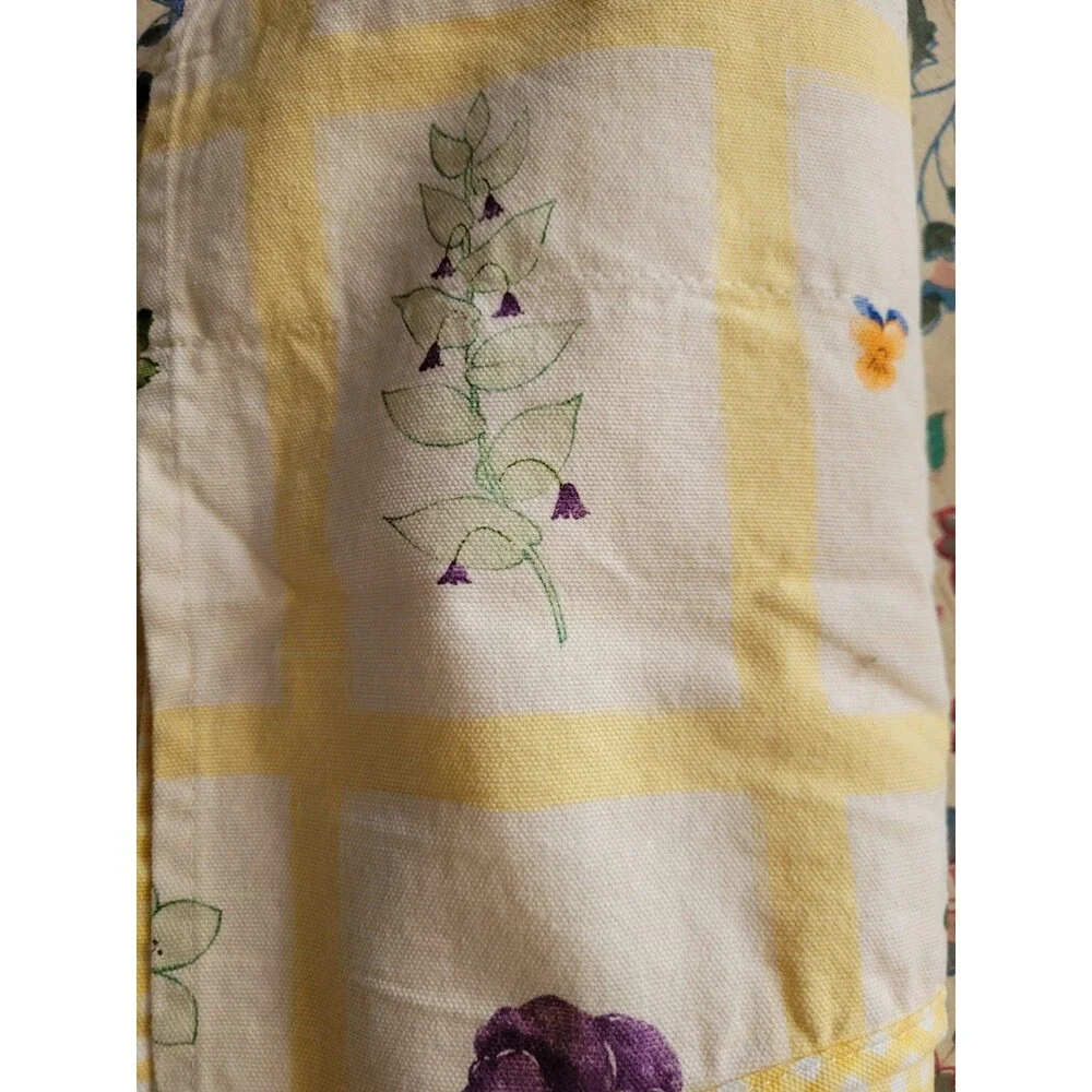 2 Waverly Pastoral Valance Botanical Yellow Gingham Butterfly Leaves 78 x 15